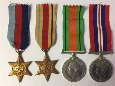 Ww2 British Medals 1939 45 Star Africa Star Defnce Medal And War