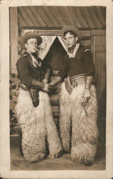 Two Men Dressed As Cowboys Wooly Chaps Galveston Tx Studio Photos