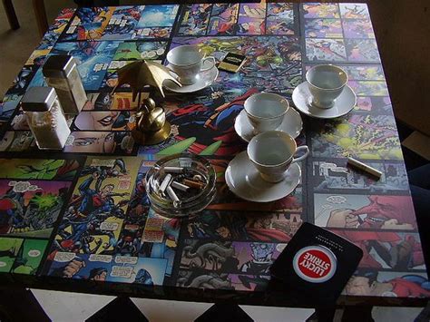 Super Table Covered With Comic Books Comic Books Diy Comic Book