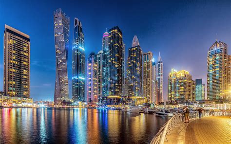 Descargar Fondos De Pantalla Dubai Noche Rascacielos Edificios