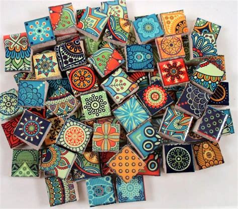 Ceramic Mosaic Tiles Bright Colors Medallions Moroccan Tile Mosaic Blue