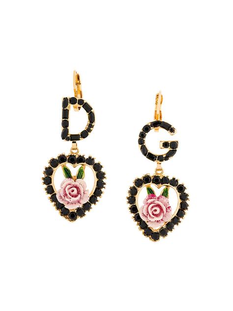 Dolce And Gabbana Logo Rose Earrings Unique Dangle Earrings Large Pearl