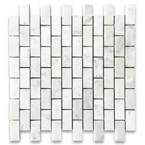 Carrara White Marble 1x2 Medium Brick Mosaic Tile Honed