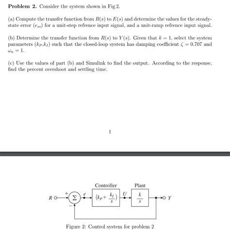 Solved Problem 2 Consider The System Shown In Fig 2 A