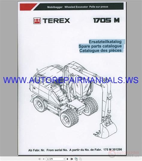 Terex 1705 M Wheeled Excavator Parts Catalog 01 2007 Auto Repair