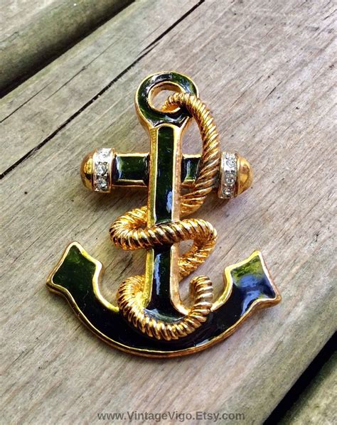 Anchors Sailor Vintage Enamel Anchor Sailor Brooch Navy Etsy In 2020
