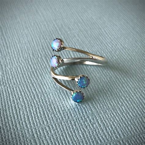Handmade Vintage Sterling Silver Spiral Wrap Ring With Fire Opals