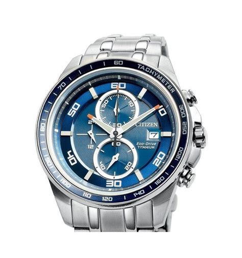 citizen gents super titanium chronograph blue dial eco drive watch