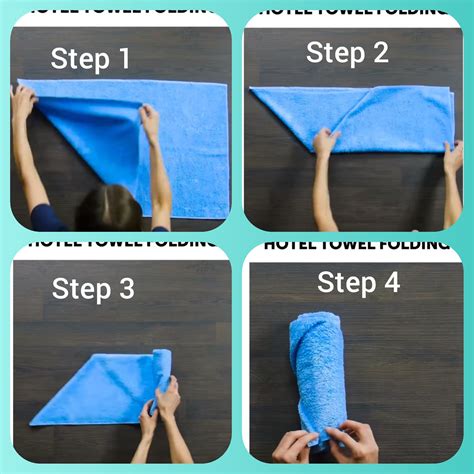 4 Steps To Folding A Towel In A Roll How To Fold Towels Clothes