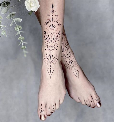 Inkus App On Instagram Gorgeous Ornamental Tattoo By Blumttt 🦶🏻🌿🍃