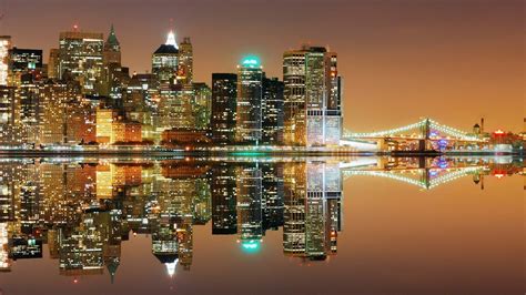 Follow the vibe and change your wallpaper every day! New York City night reflection wallpaper - backiee