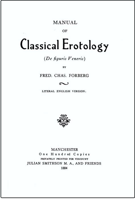 De Figuris Veneris Manual Of Classical Erotology Fred Chas Forberg Books