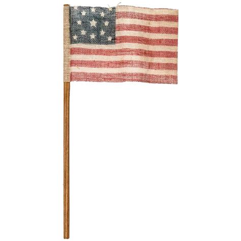 1876 13 Star Great Star Us Parade Flag With Pole