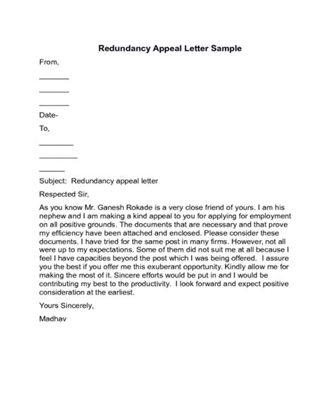 Redundancy Appeal Letter Sample Edit Fill Sign Online Handypdf