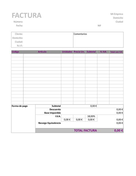 Calam 233 O Modelo Factura Excel Riset