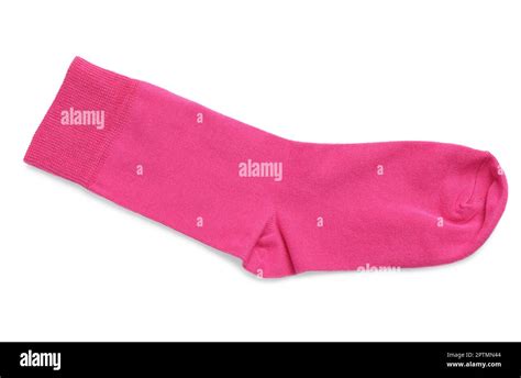 New Pink Sock Isolated On White Top View Footwear Accessory Stock