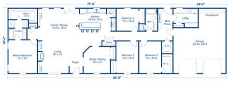 These 4 bedroom home designs are suitable for a wide variety of lot sizes, including narrow lots. Vicksburg | Rectangle house plans, Metal house plans ...