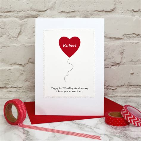 Heart Balloon Personalised Anniversary Card By Jenny Arnott Cards