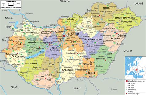 Hungary shares borders with seven neighboring countries. Detailed Political Map of Hungary - Ezilon Map