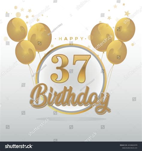 Happy 37th Birthday Balloons Greeting Card Stock Vector Royalty Free