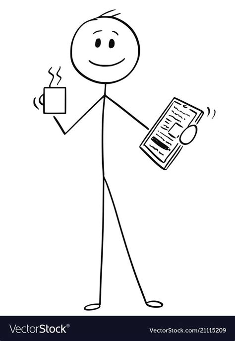 Cartoon Of Happy Businessman With Mug Of Coffee Vector Image On