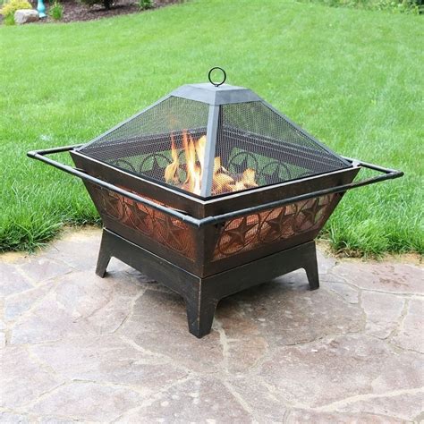 Sunnydaze Northern Galaxy Square Fire Pit With Cooking Grate 32 Inch