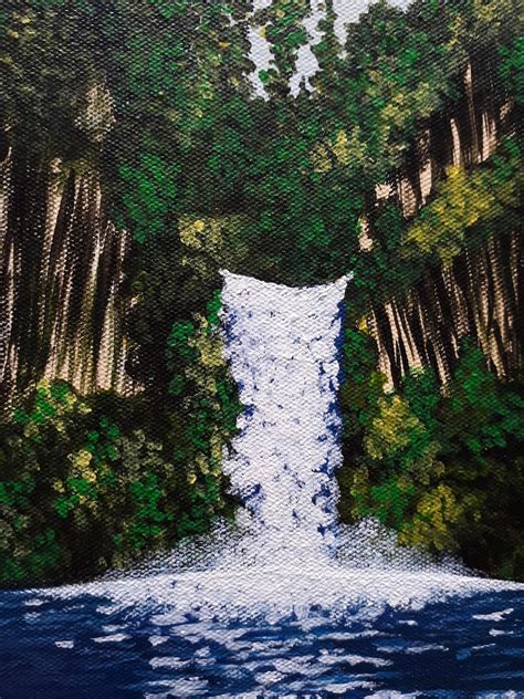 Waterfall Acrylic Painting Original Art Hand Painted Etsy