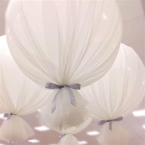 Giant Balloons With Tulle And Ribbon For A Wedding Wedding Ballons
