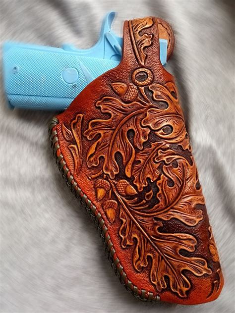 Famous firearms of the old west: Buy Hand Crafted Tooled 1911 Holster Leather Thumb Break ...