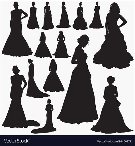 Wedding Dresses Silhouettes Royalty Free Vector Image