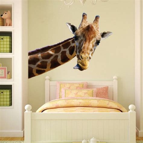 Leaning Giraffe Wall Sticker Animal Wall Decor Removable Safari Wall D