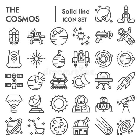 Cosmos Line Icon Set Space Symbols Collection Vector Sketches Logo