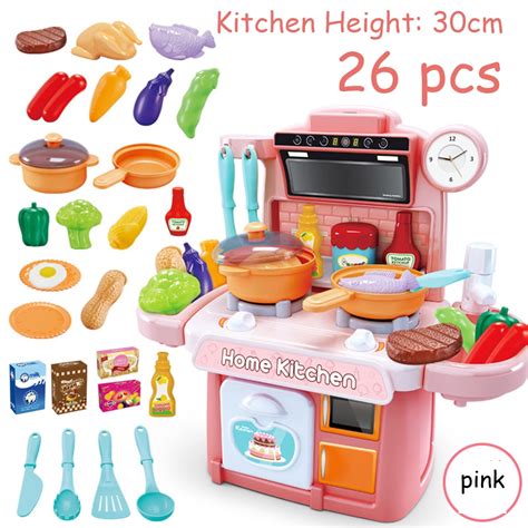 Little Cooker Kitchen Playset Pretend Play Toy Cooking Set With Light