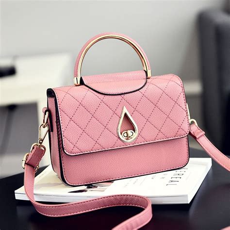 Women Shoulder Mini Bag Leather Fashion Small Handbag Pink Leather