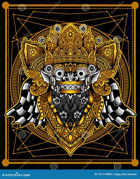 Illustration Vector Barong Bali Culture Icon Form Bali Indonesia With