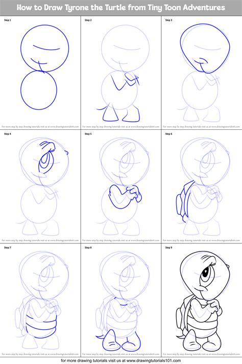 How To Draw Tyrone The Turtle From Tiny Toon Adventures Printable Step