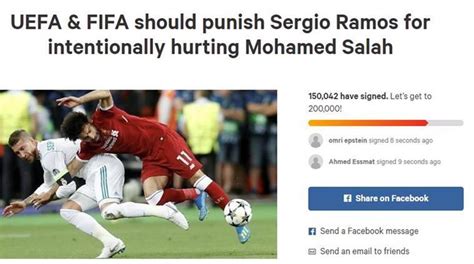 Petition To Punish Sergio Ramos For Mohamed Salah Injury Reaches Over