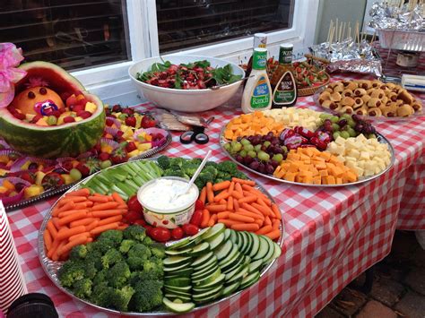 Shower BBQ Food Put Fruit In A Bowl And Crackers With The Cheese