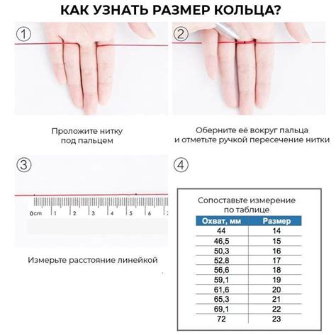 Как определить размер кольца на палец в домашних условиях таблица в