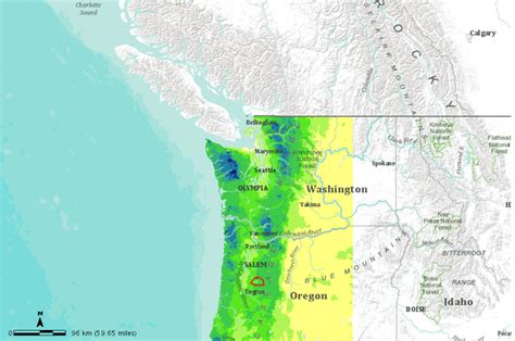 Projected Precipitation Of Oregon And Washington 2077 2099 Data Basin
