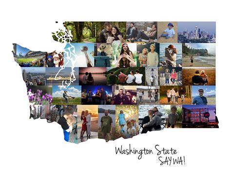 Custom Made Washington State Map Photo Collage Travel Etsy State