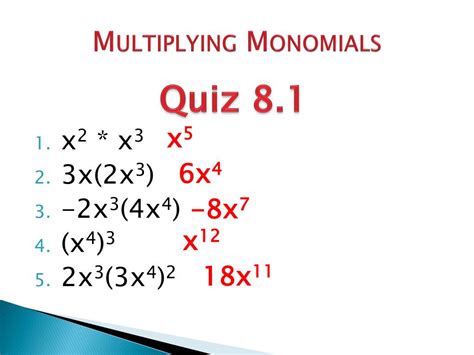 Ppt Multiplying Monomials Powerpoint Presentation Free Download Id