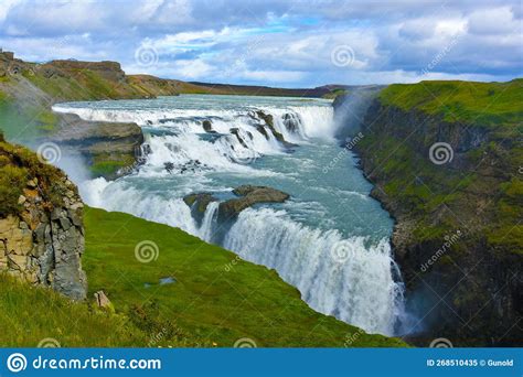 Gullfoss Waterfall In Iceland A Tourist Attraction Stock Image Image