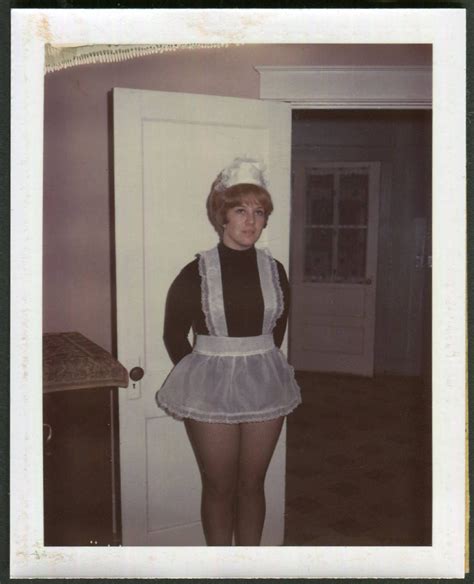 Vintage Color Polaroid Photo Of Woman Dressed As French Maid S