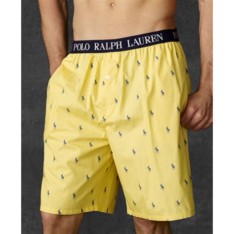 Ralph Lauren Polo Mens Polo Player Pajama Shorts In Yellow For Men Lyst