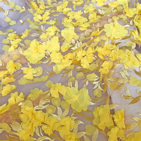 Yellow Chiffon Flower Lace Fabric By Yard Lovely Yellow Etsy