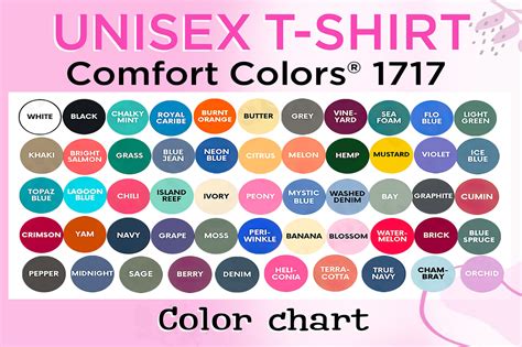 Comfort Colors Color Chart T Shirt Gr Fico Por Evarpatrickhg