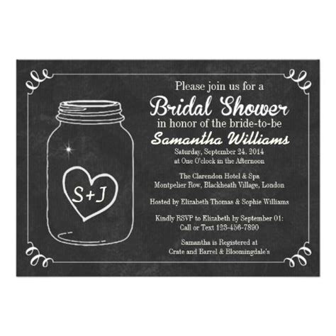Elegant Chalkboard Mason Jar Bridal Shower Personalized Invitations