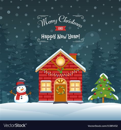 Christmas House Royalty Free Vector Image Vectorstock