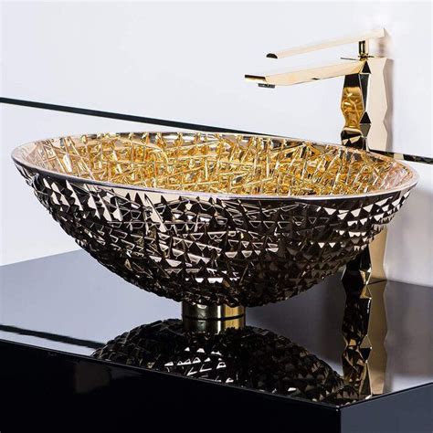 Check out our extensive range of bathroom sink vanity units and bathroom vanity units. Diamante Glass Handmade Oval VesselBathroom Sink in 2021 ...